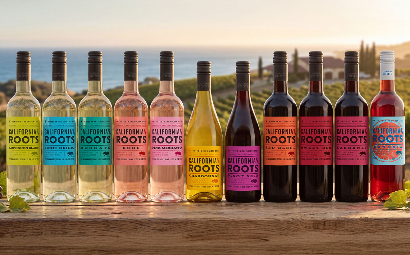 California Roots Wine Llineup of all of our 750ml wines